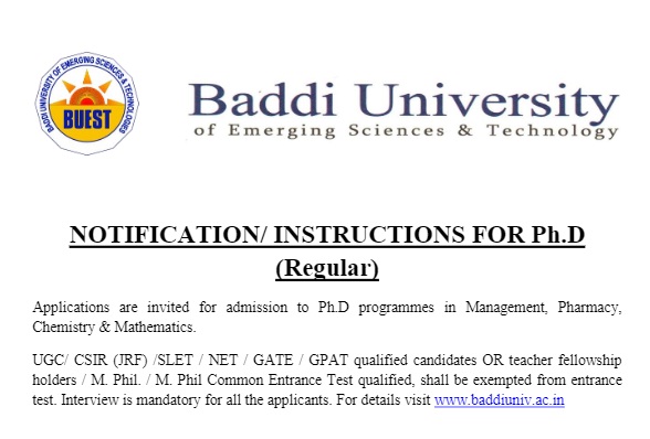 Baddi University of Emerging Sciences Technology BUEST Solan